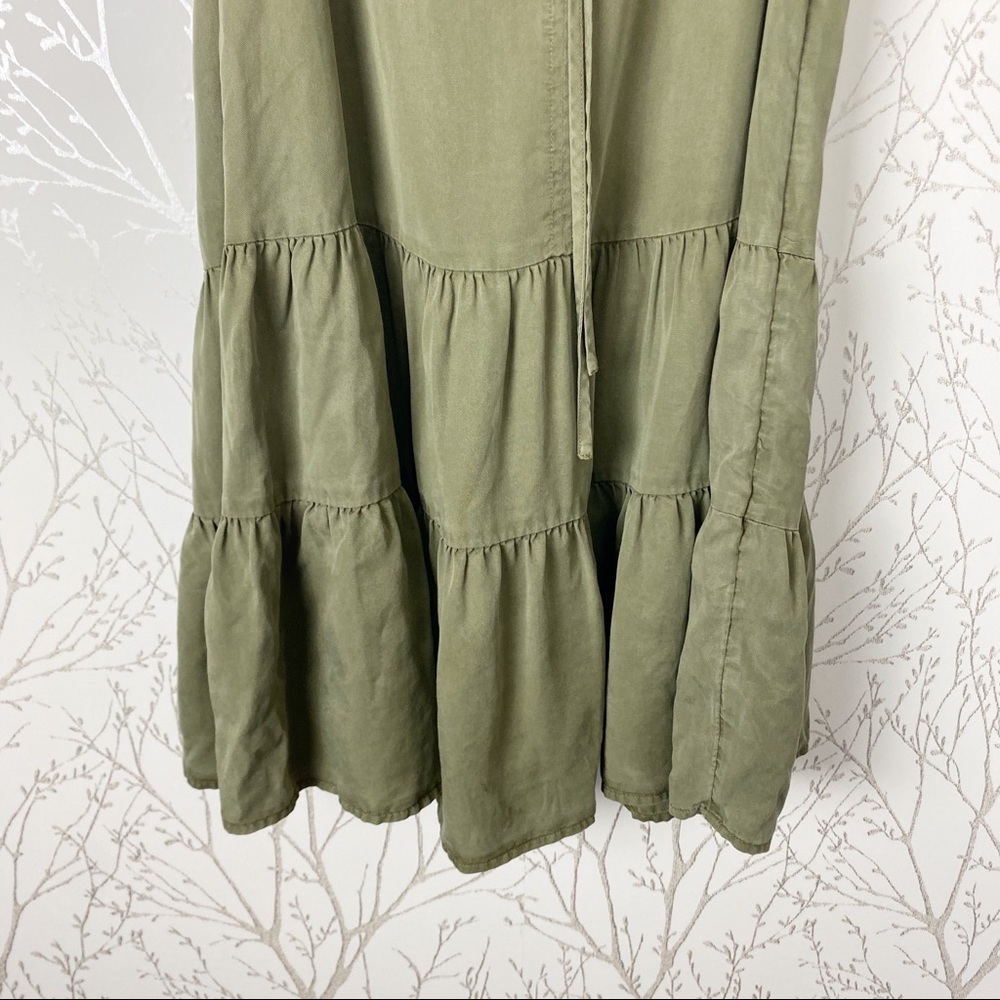 KNOX ROSE Olive Green Boho Tier Ruffle Mini Dress Boho Festival summer flirty XS - Picture 8 of 14